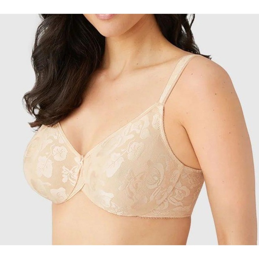 Wacoal‎ Awareness Underwire Bra Women 40C Sand Floral Jacquard Full Coverage